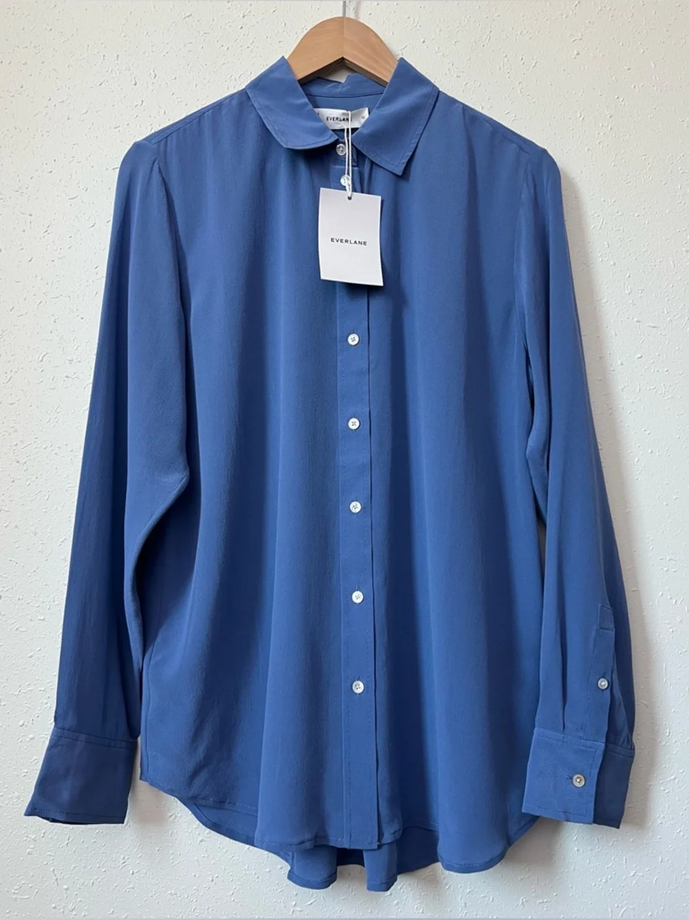 New Everlane THE MUST-HAVE SHIRT IN WASHABLE SILK in French Blue Size 10 - Picture 3 of 12
